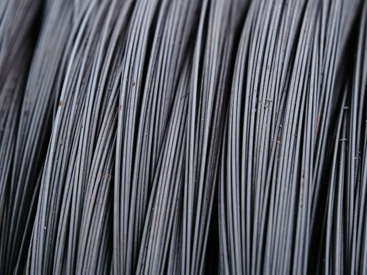 Close-up of the wound strands of a wire coil